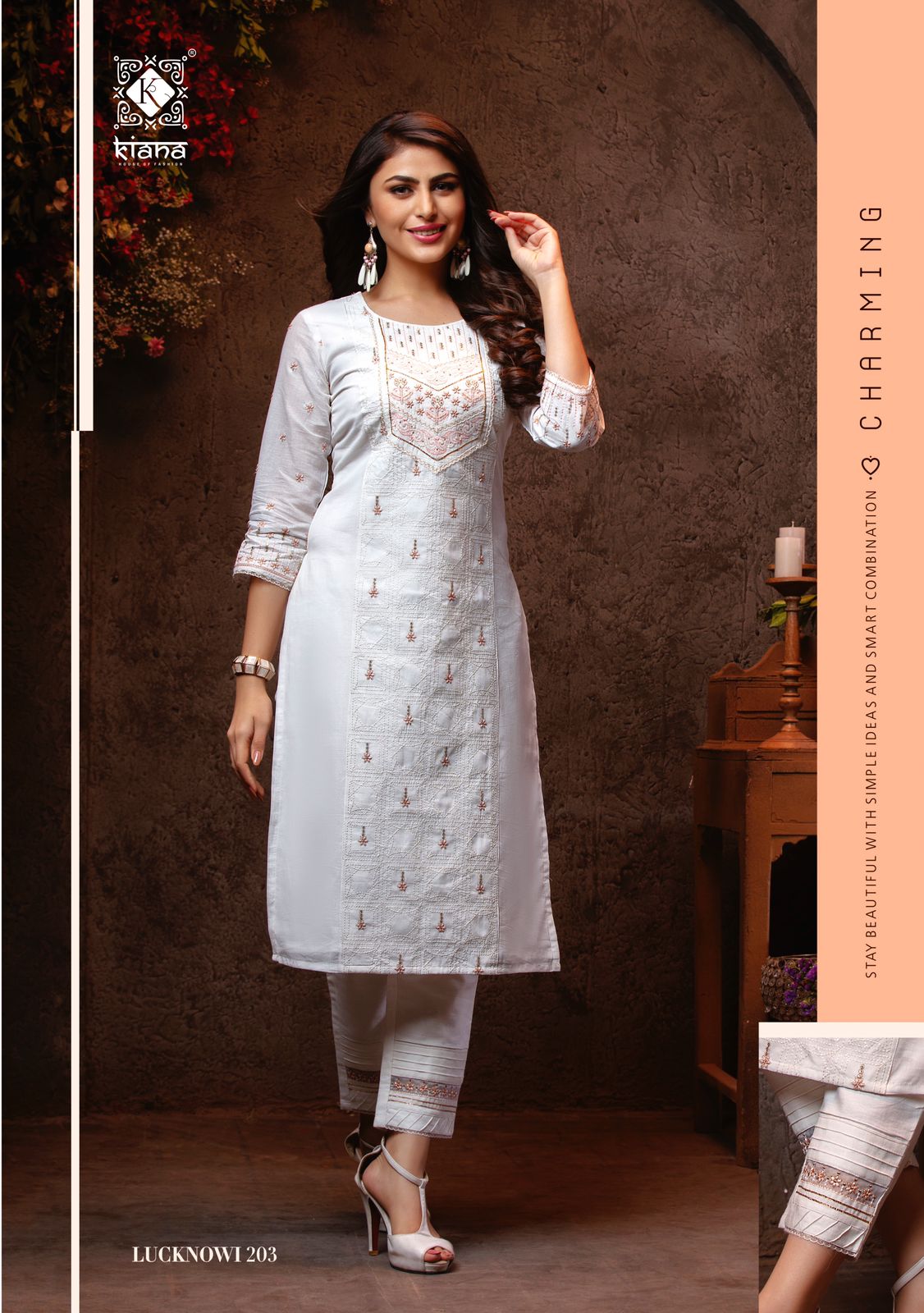 Kiana Lucknowi 2 Fancy Ethnic Wear Cotton Kurti With Bottom Collection